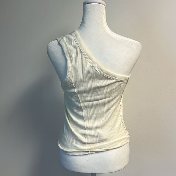 Anthropologie x Pilcro Ivory Banded One-Shoulder Knit Top M - Picture 6 of 8